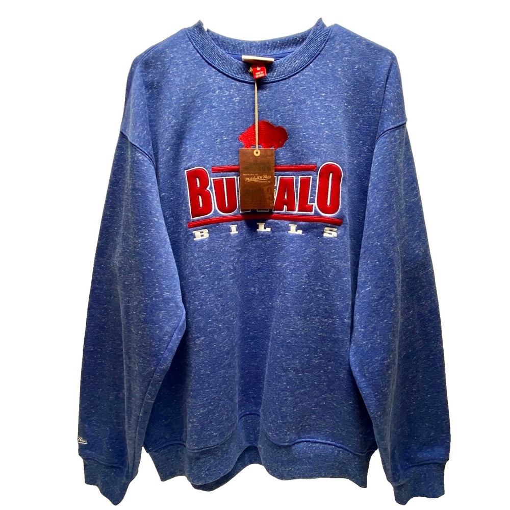 Buffalo Bills‎ NFL Sweatshirt Large Blue Vtg Logo Throwbacks Mitchell & Ness NWT